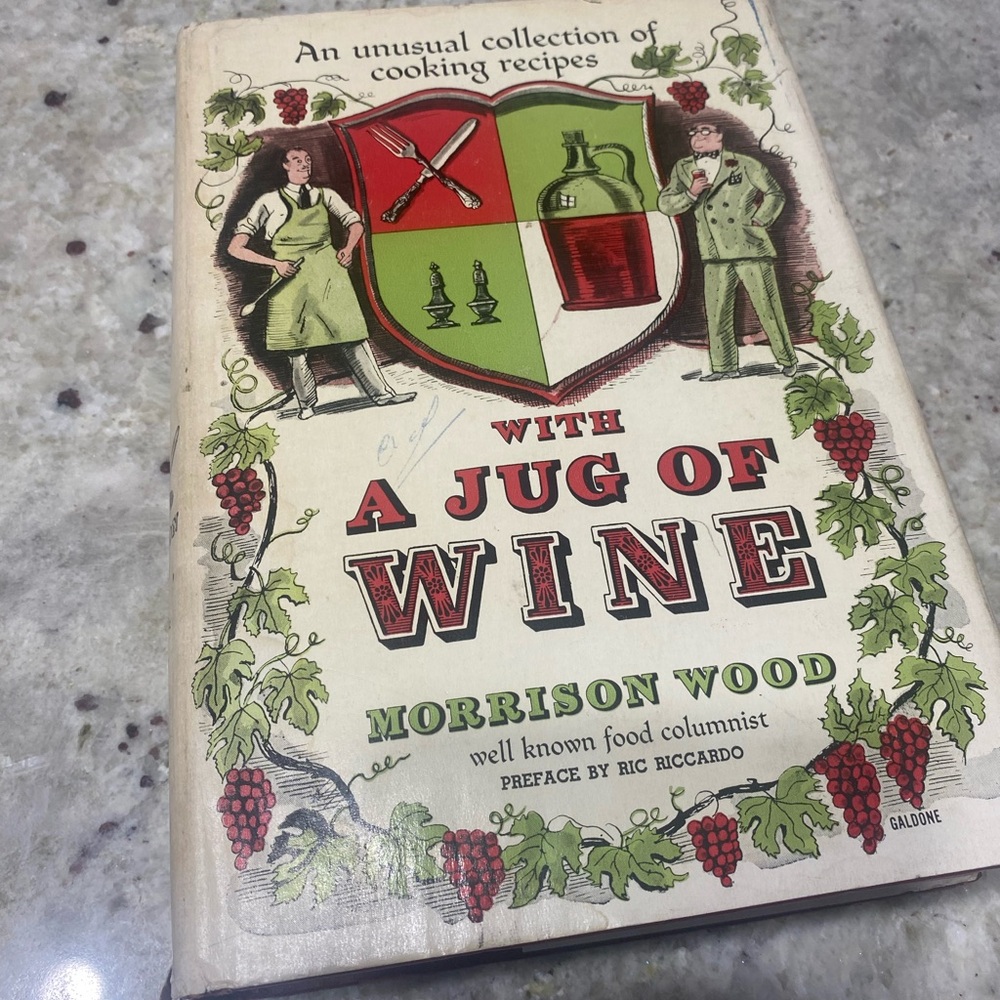 1949 Vintage Morrison‎ Wood With A Jug Of Wine Hardcover Cookbook